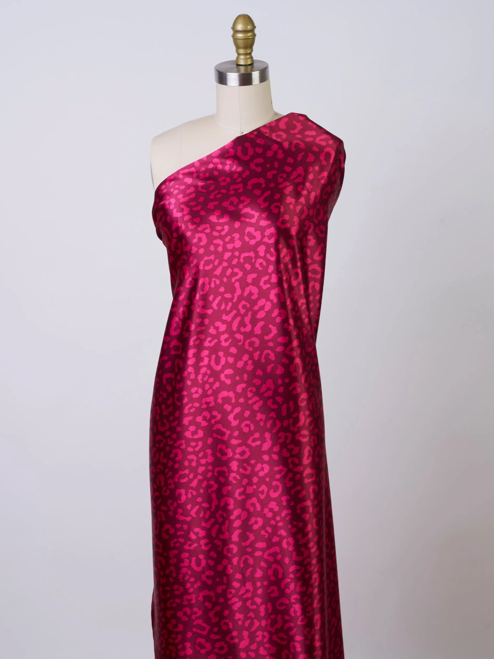 Cheetah print - Faux silk Satin  charmeuse fabric by the yard -
