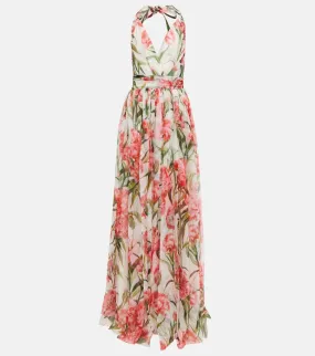 Dolce&Gabbana Floral halter-neck silk gown