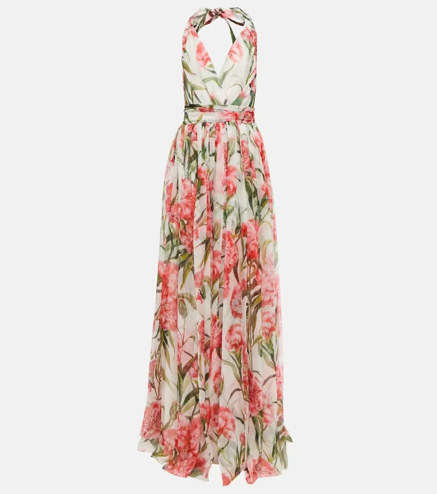 Dolce&Gabbana Floral halter-neck silk gown