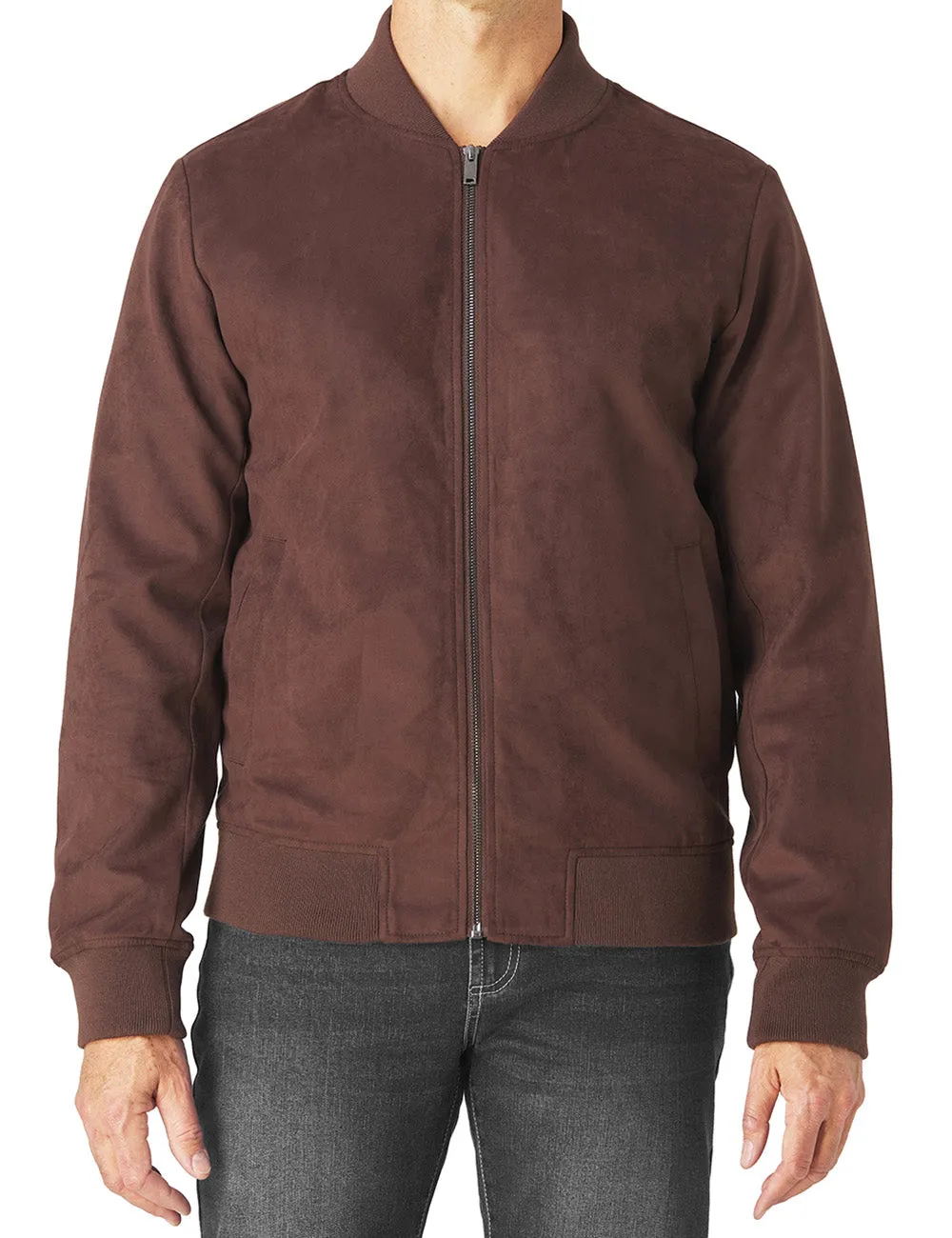 Faux Suede Bomber Jacket