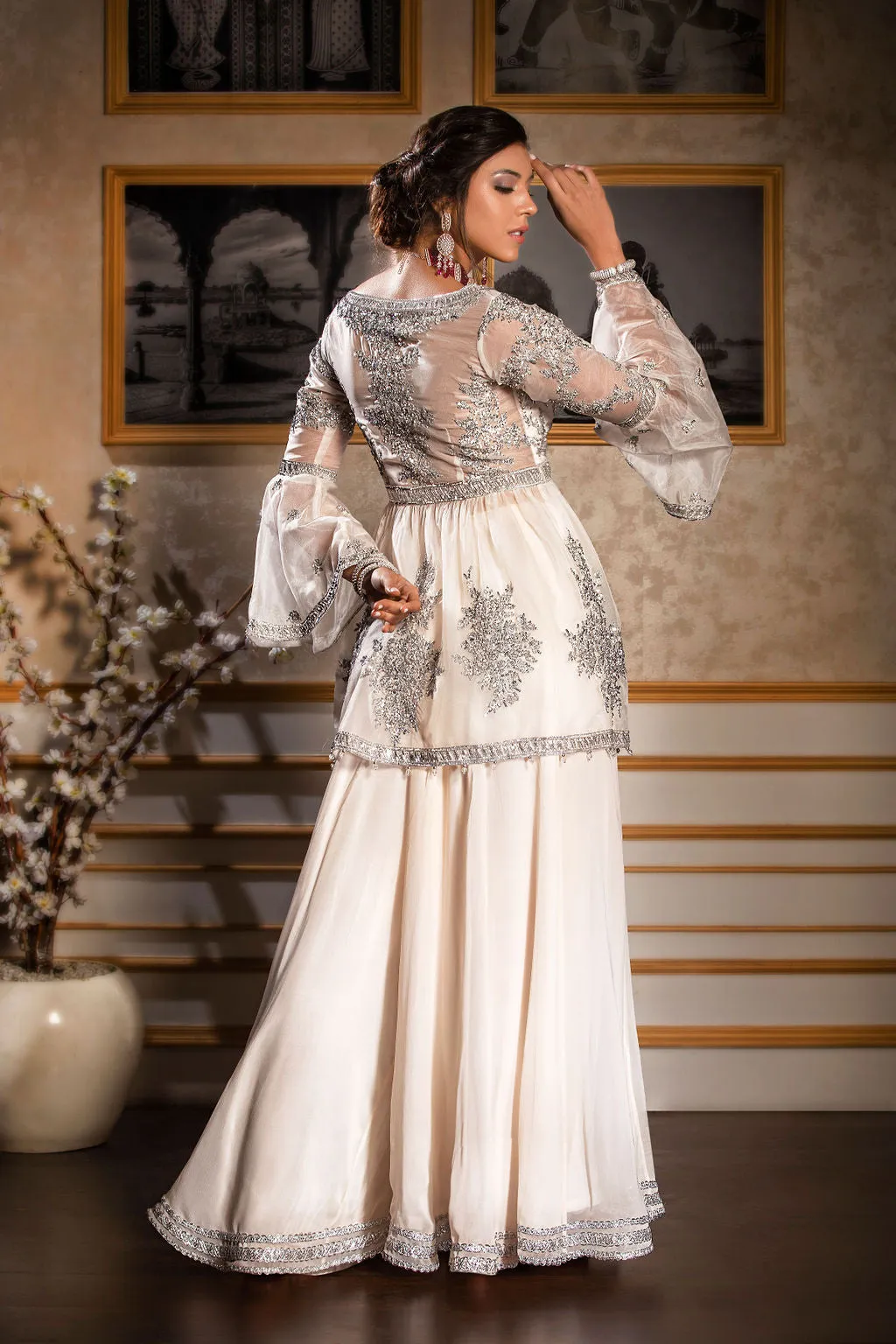 Ivory Peplum Top with Sharara