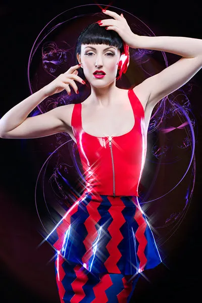 Latex Zig zag peplum skirt.