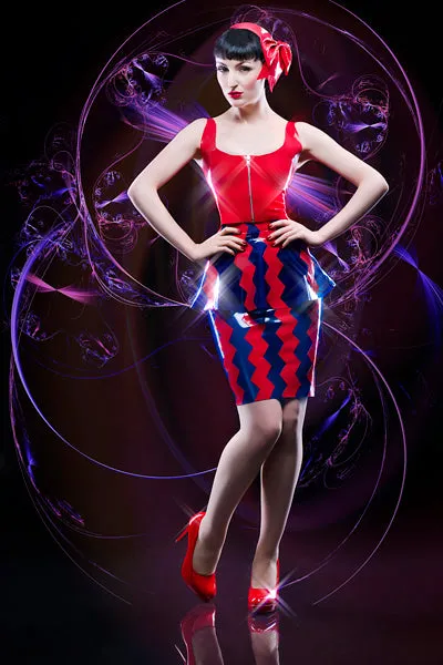 Latex Zig zag peplum skirt.