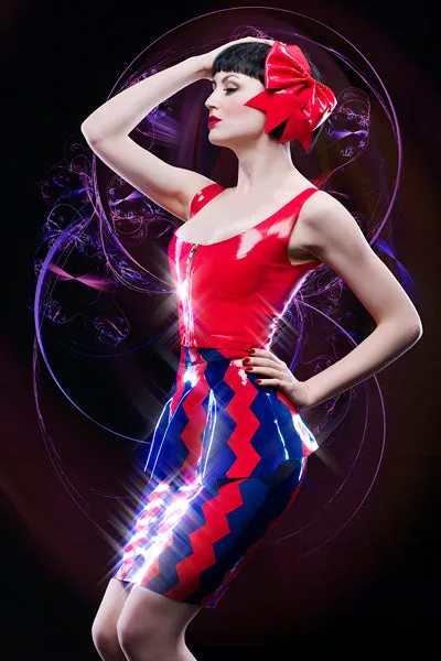 Latex Zig zag peplum skirt.