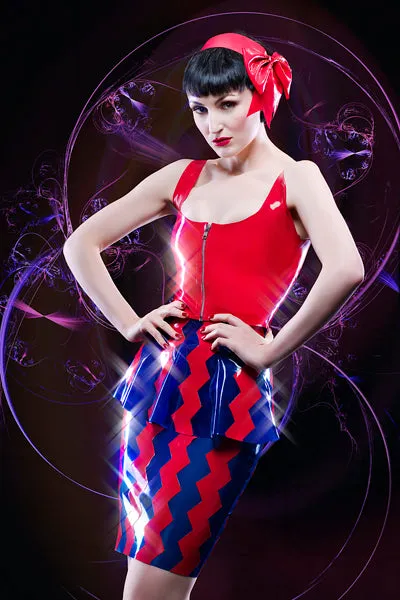 Latex Zig zag peplum skirt.