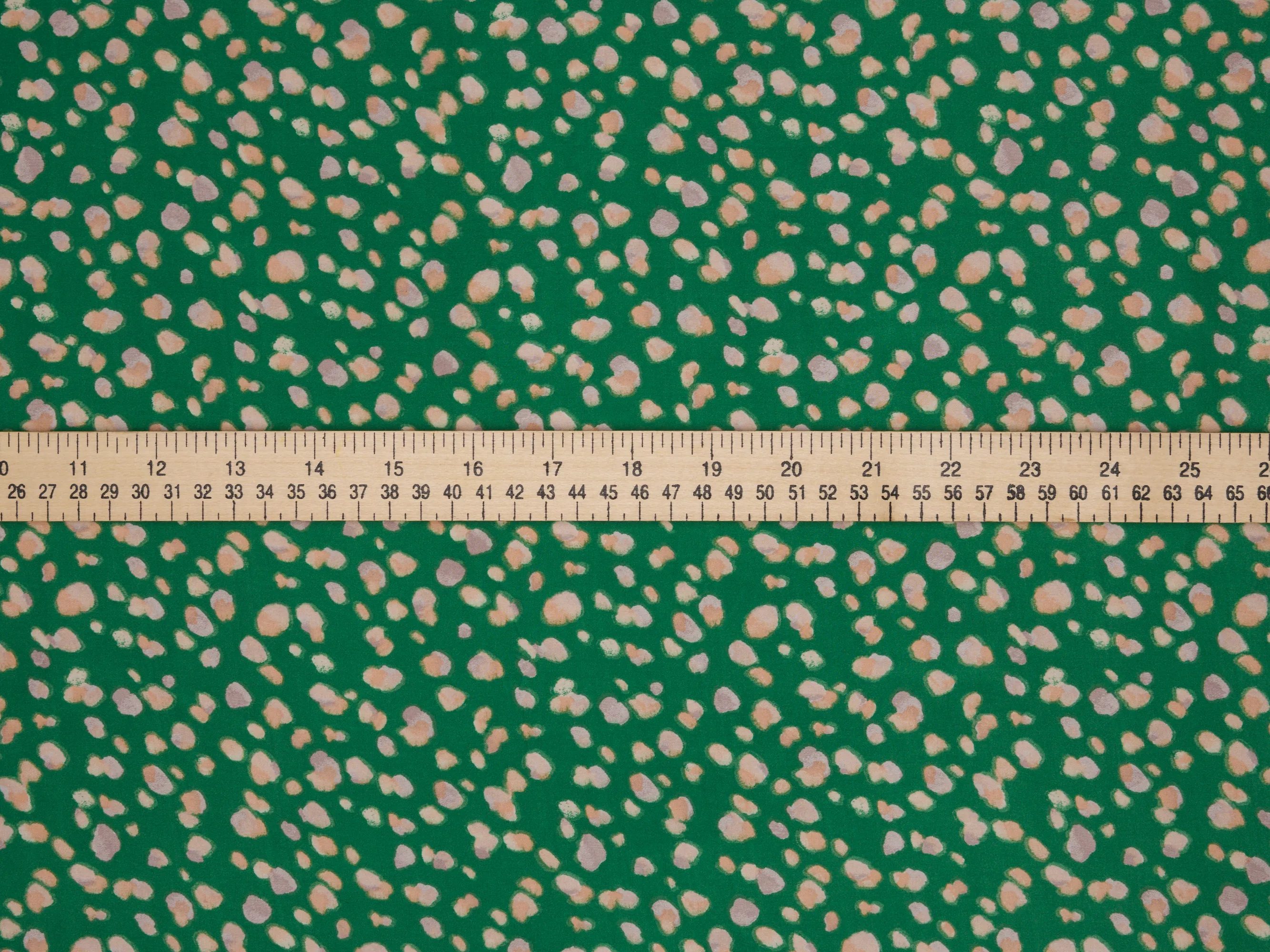 Lightweight  satin  fabric - Green multi dot    print