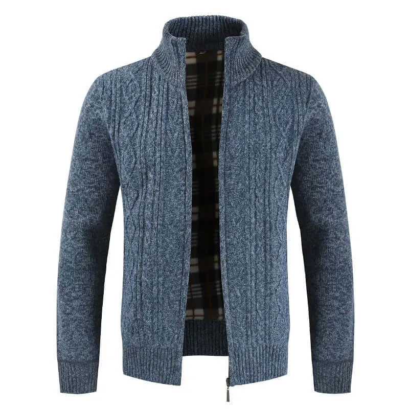 Men's Cable Knit Zip-Up Cardigan: Warmth & Style