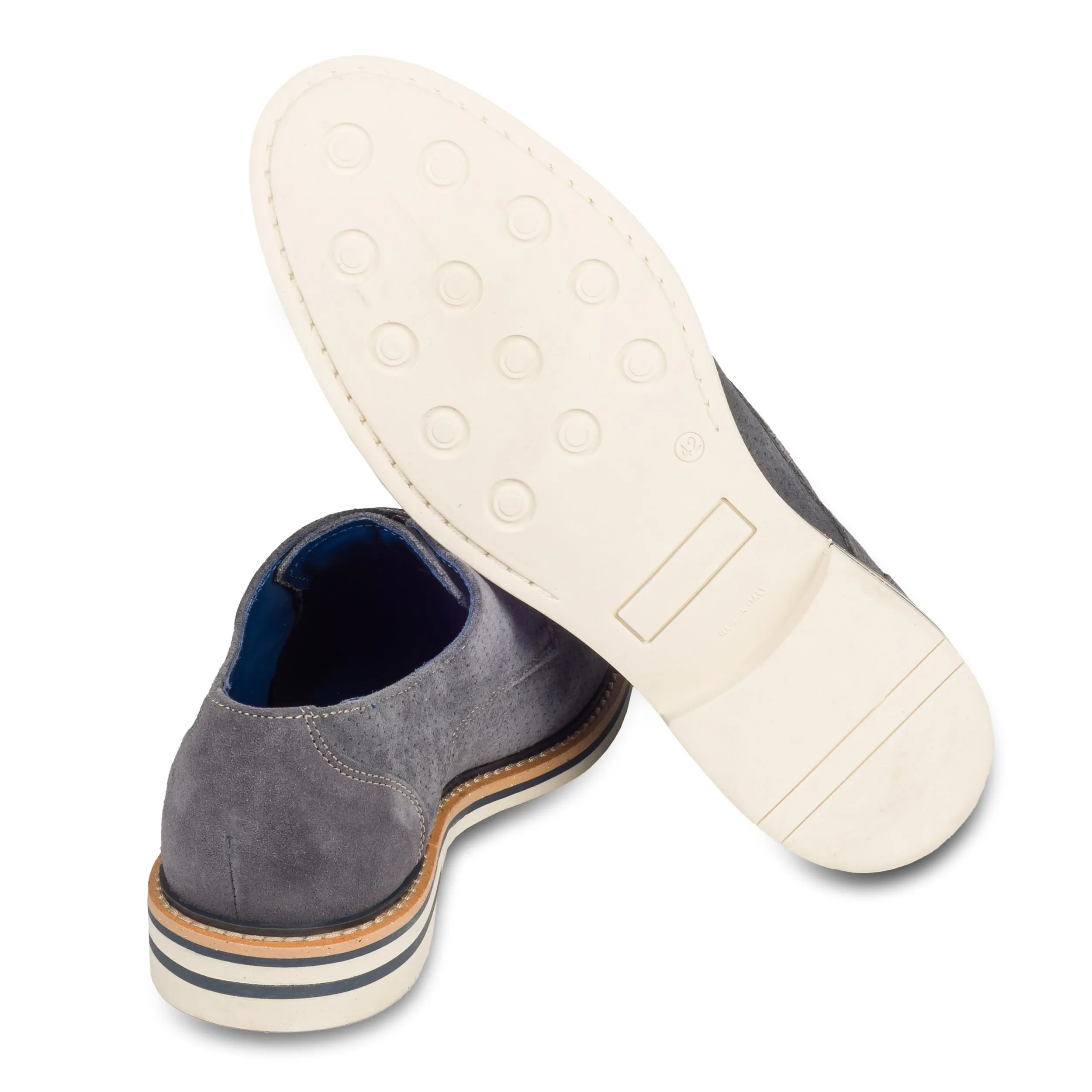 Nicola Benson | Herren Veloursleder Schnür-Halbschuh, hellblau/grau | Gr. 43/44 SALE %