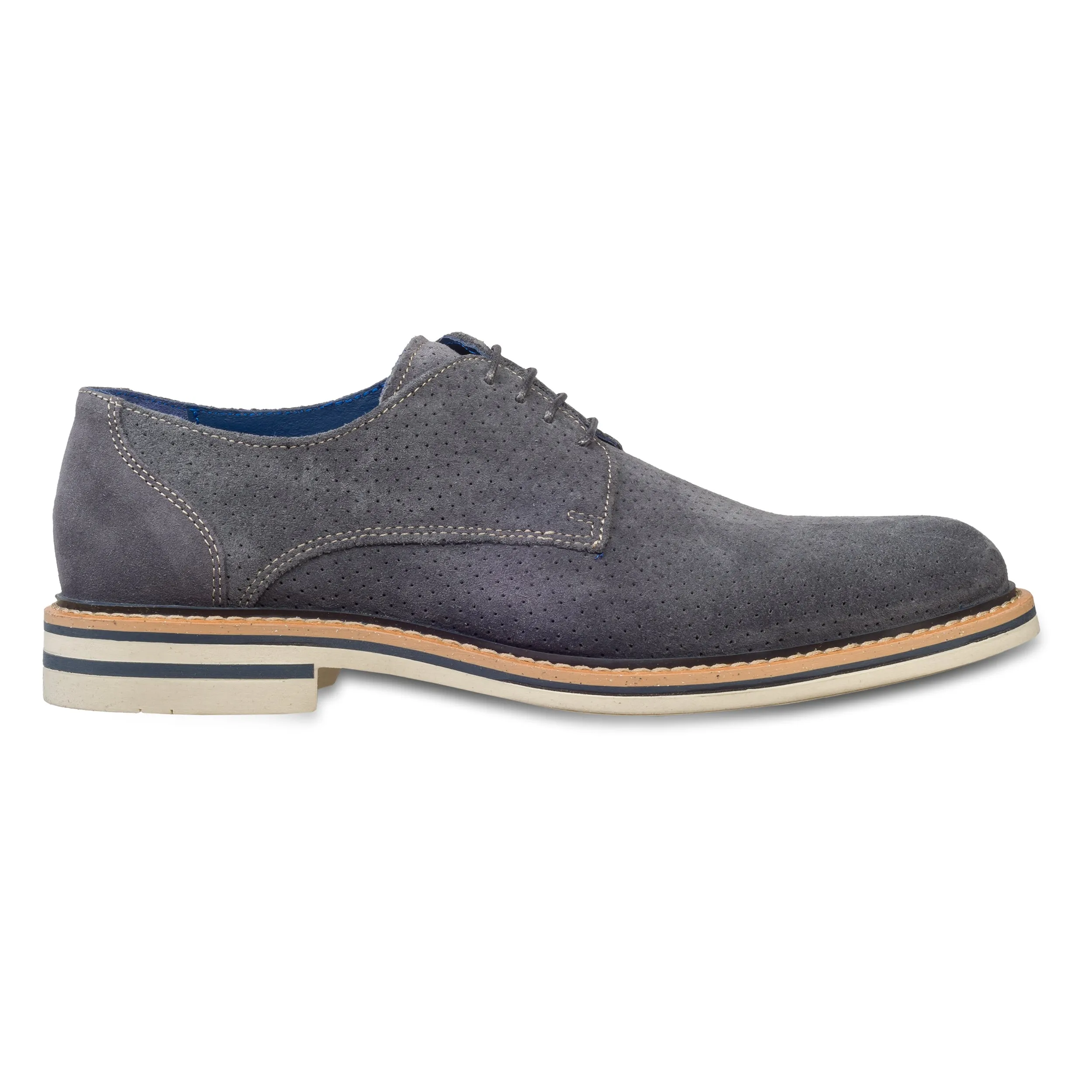 Nicola Benson | Herren Veloursleder Schnür-Halbschuh, hellblau/grau | Gr. 43/44 SALE %