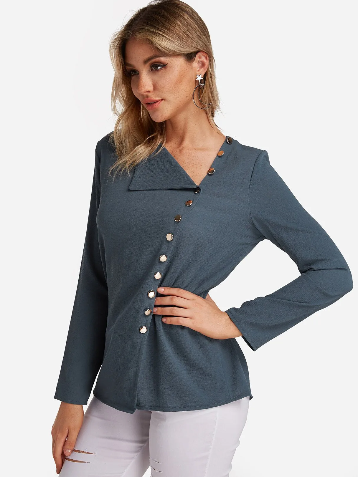 OEM ODM V Neck Irregular Fashion Shirt