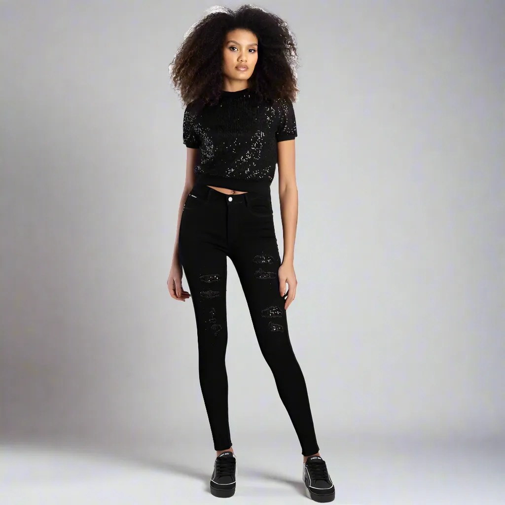 Sinclair- Rip And Repair Jean With Sequince