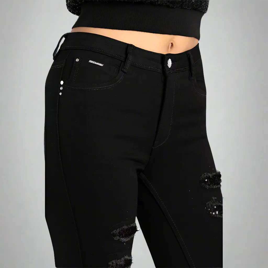Sinclair- Rip And Repair Jean With Sequince