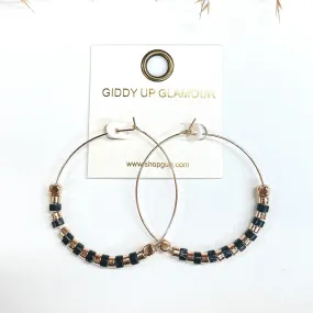 Summer Memories Beaded Gold Hoops in Black