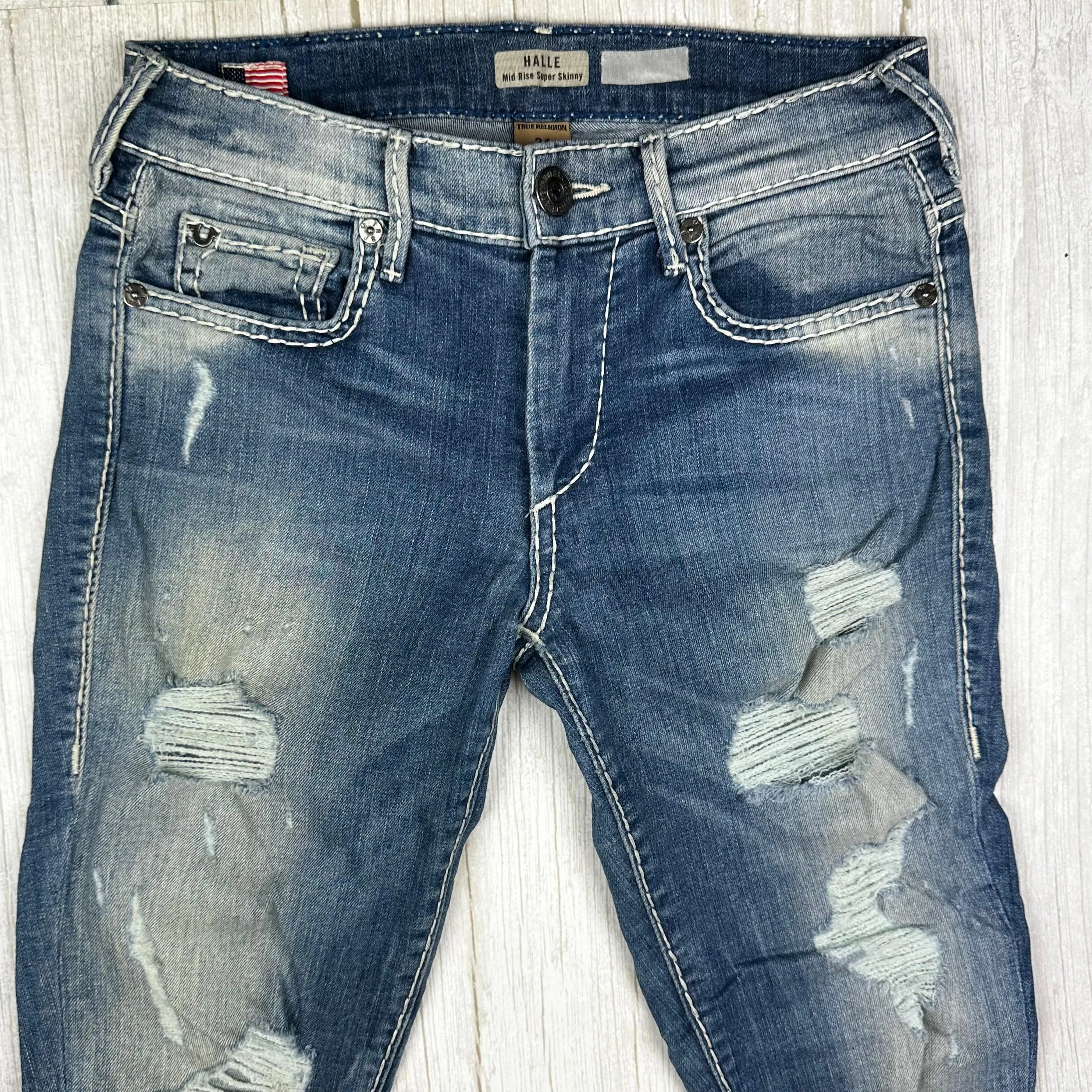 True Religion 'Halle' Mid Rise Super Skinny Jeans- Size 24