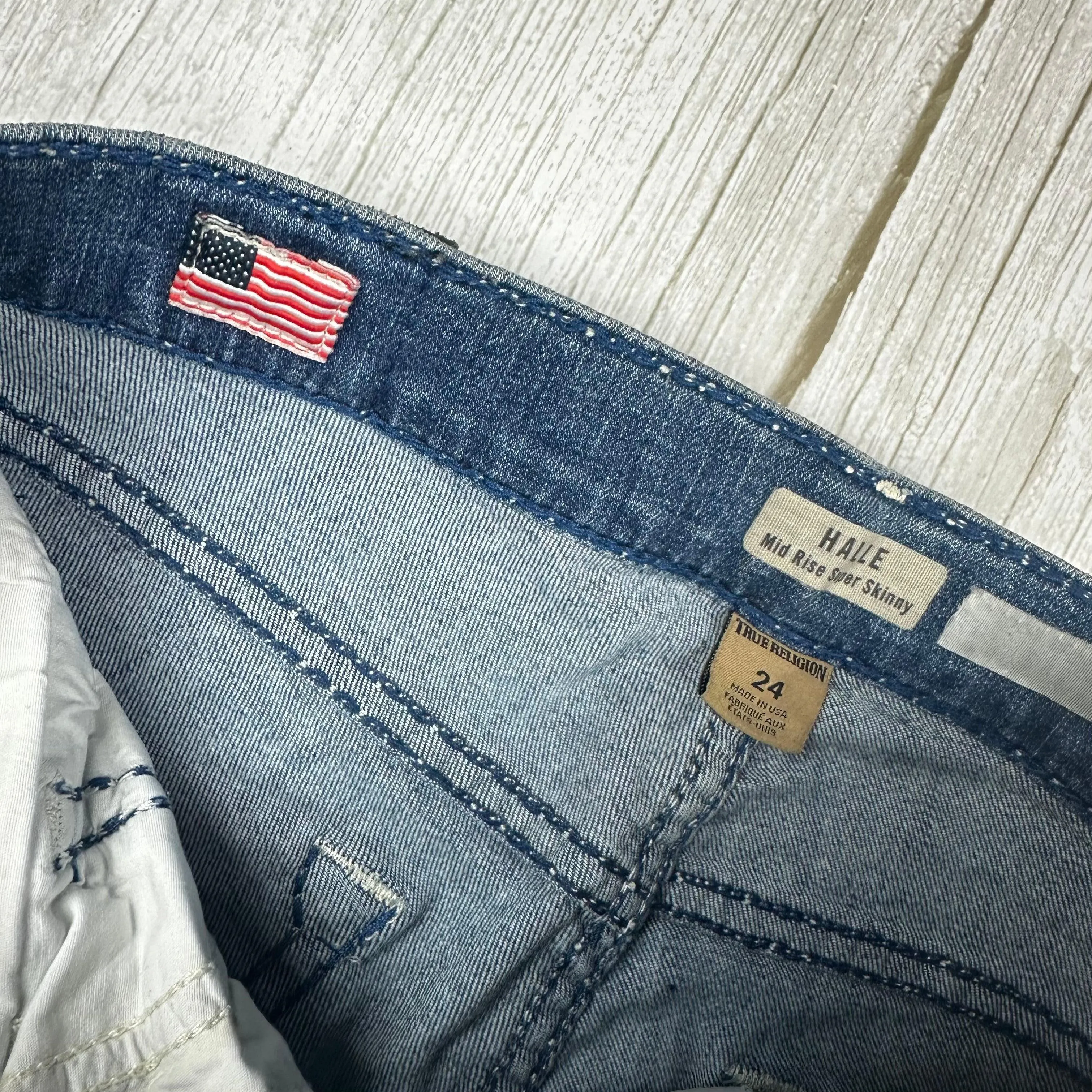 True Religion 'Halle' Mid Rise Super Skinny Jeans- Size 24