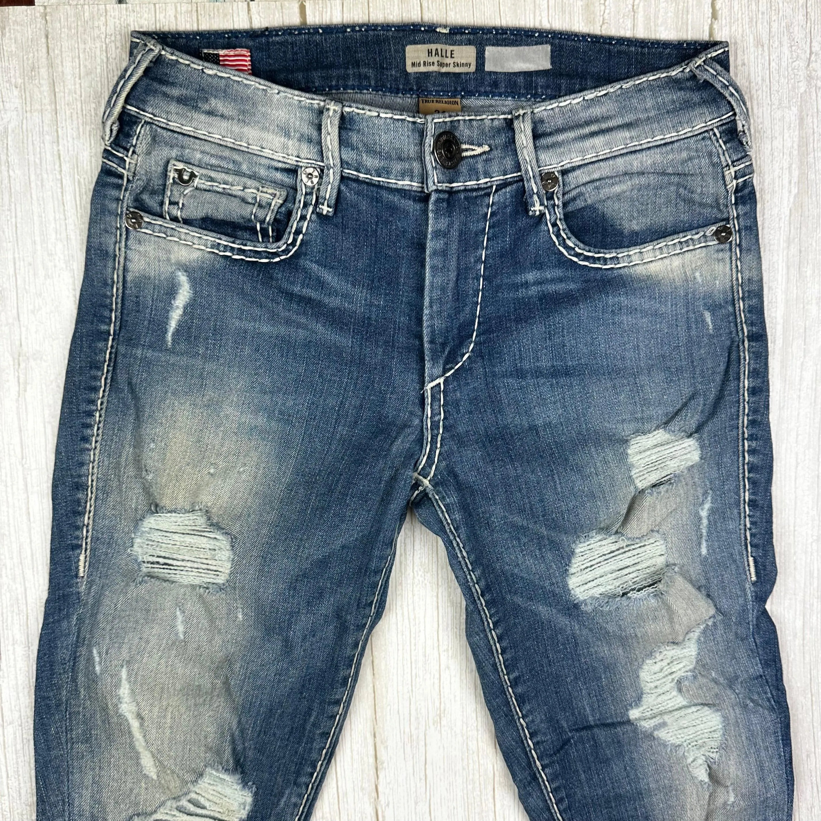 True Religion 'Halle' Mid Rise Super Skinny Jeans- Size 24