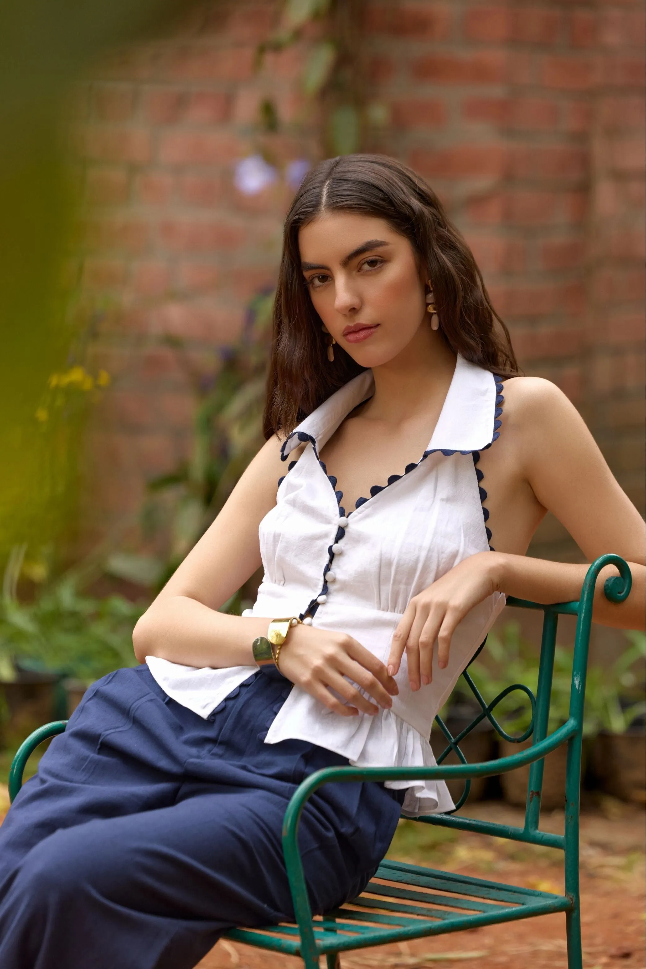 White Collared Peplum Top