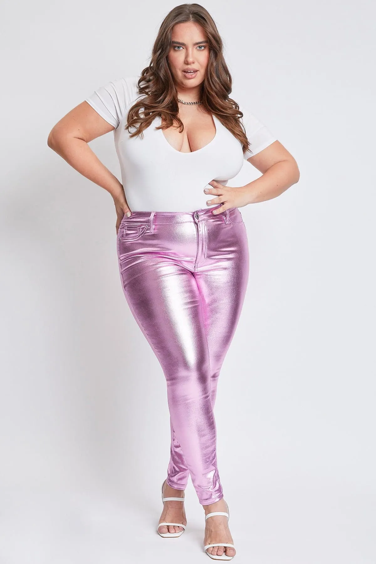 Women's Plus Hyperstretch Metallic Skinny Pants