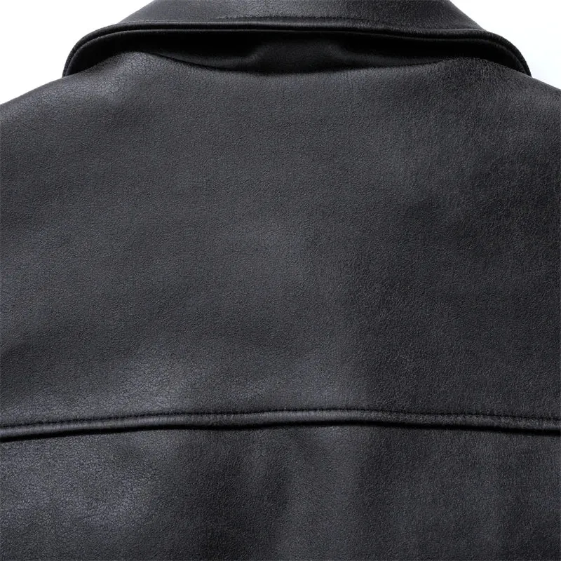 women's short imitation leather bomber jacket Leather jacket for women